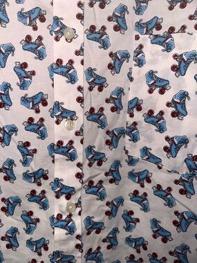 Men's good fellow xl slim Button-Up Shirt with Blue Roller Skate Print pocket